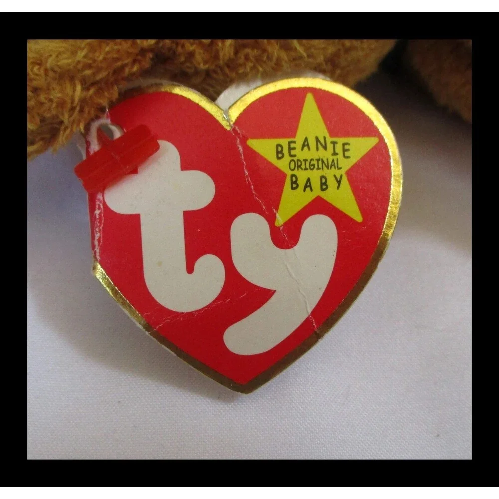 Ty Beanie Baby Fuzz the Bear Gasport Tag Error CREASED TAG